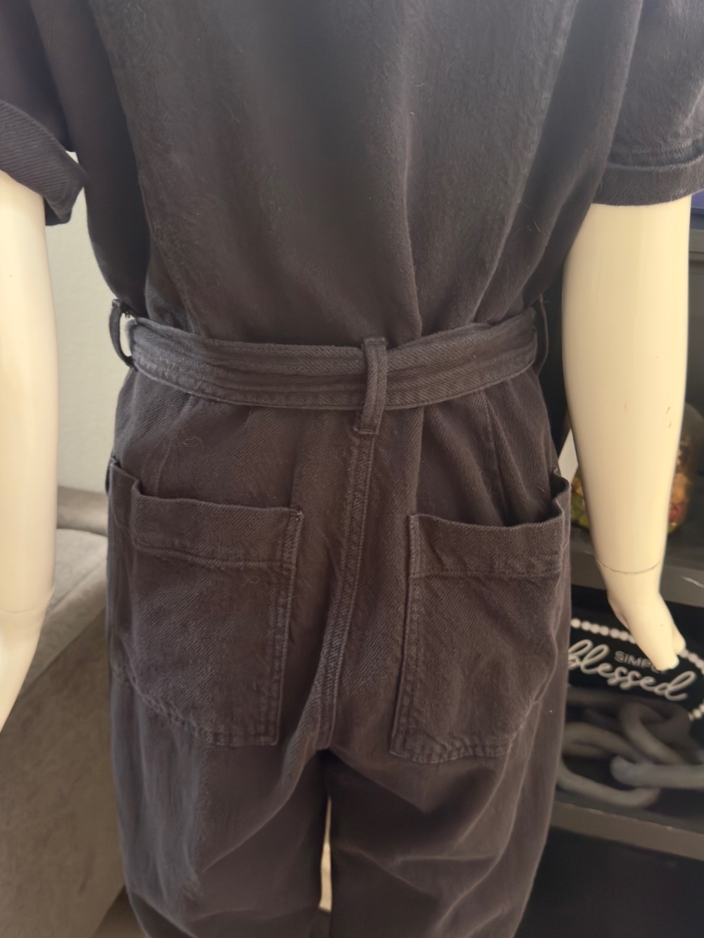 Good American Black Short-Sleeve Tie-Waist Jumpsuit - Picture 3 of 14